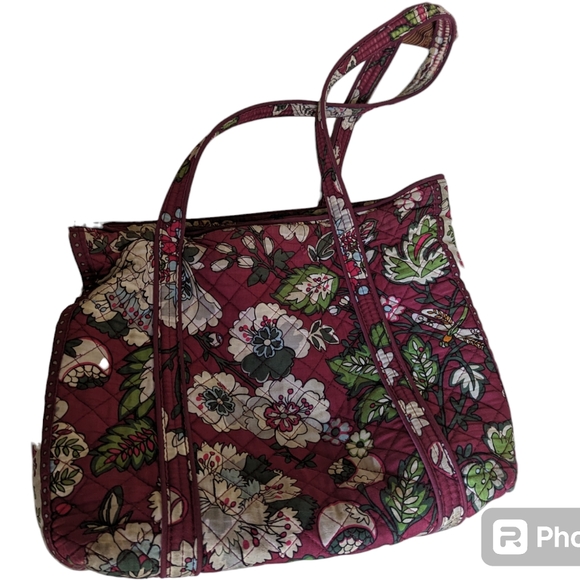 Vera Bradley Tote in Bordeaux Blooms - Picture 2 of 5